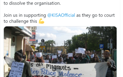 Amnesty calls on Cypriot authorities “to restore the registration of KISA and  allow society organizations to operate freely and safely.”